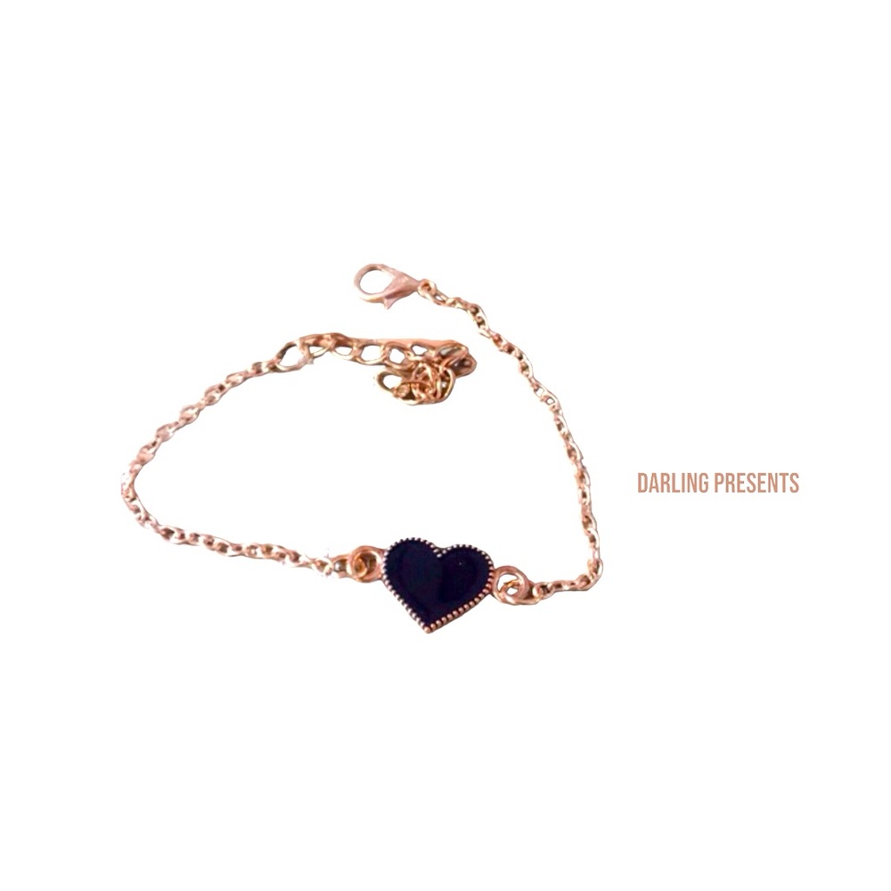Acrylic Heart Chain Bracelet Women Color Black& White